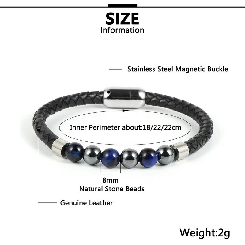 Dabīgā akmens karte Akmens tīģera acs lavas roka rokassprādzes īstas ādas lapis lazuli fāzēm nerūsējošā tērauda sprādzes modes rotaslietas