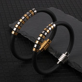 2022. gads. Jauna vīriešu sieviešu Silikona auklas rokassprādze zelta sudraba krāsa nerūsējošā tērauda caurules šarms magnētiska aizdare Brazalete hombre aproce