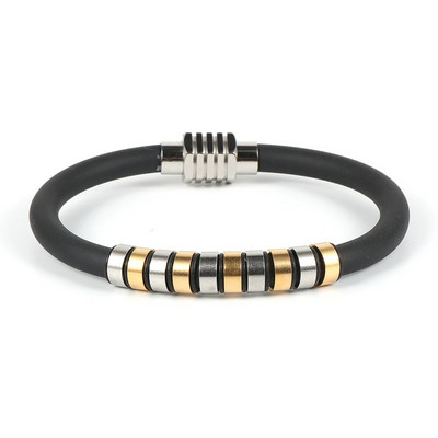 2022. gads. Jauna vīriešu sieviešu Silikona auklas rokassprādze zelta sudraba krāsa nerūsējošā tērauda caurules šarms magnētiska aizdare Brazalete hombre aproce