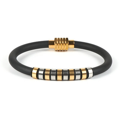 2022. gads. Jauna vīriešu sieviešu Silikona auklas rokassprādze zelta sudraba krāsa nerūsējošā tērauda caurules šarms magnētiska aizdare Brazalete hombre aproce