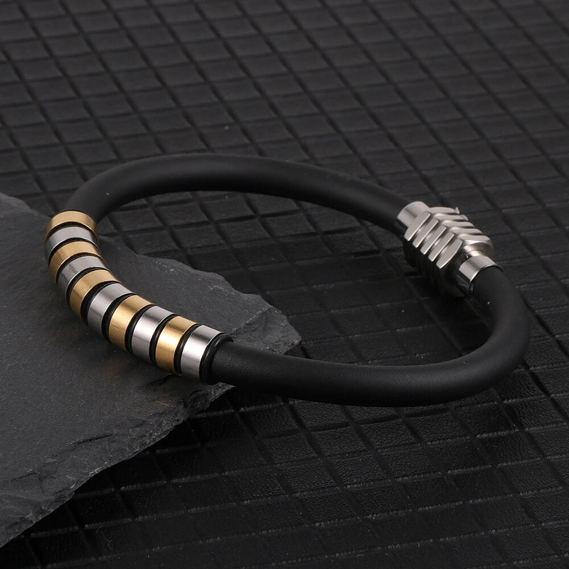 2022. gads. Jauna vīriešu sieviešu Silikona auklas rokassprādze zelta sudraba krāsa nerūsējošā tērauda caurules šarms magnētiska aizdare Brazalete hombre aproce