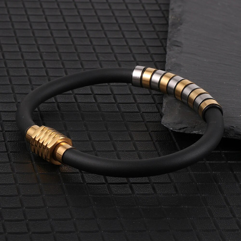 2022. gads. Jauna vīriešu sieviešu Silikona auklas rokassprādze zelta sudraba krāsa nerūsējošā tērauda caurules šarms magnētiska aizdare Brazalete hombre aproce