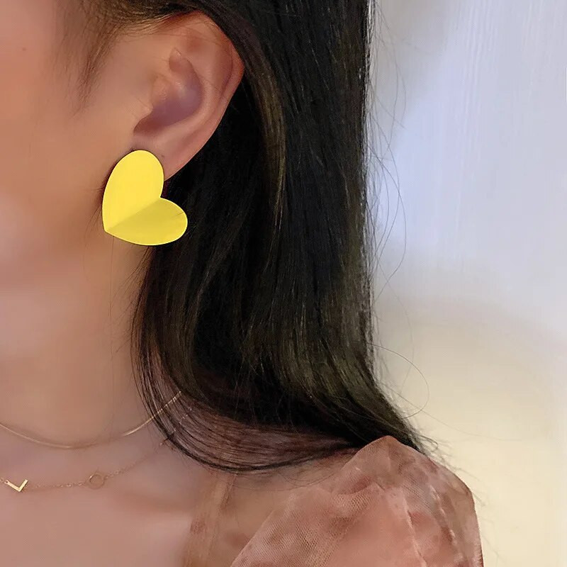 Új divat koreai egyszerű szív fülbevalók személyiség szerelmes fülbevaló piros szín nyári temperamentum fülbevaló esküvői ékszer