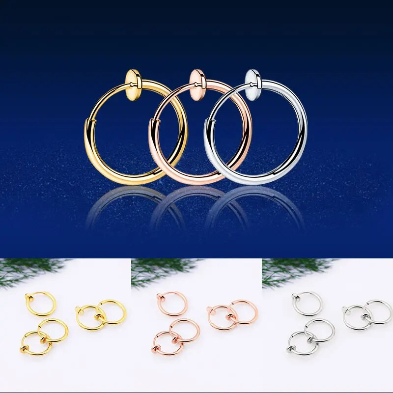 5db 11/13/15mm kis kör alakú fülkapcsok gyűrűk punk női férfi nem áttört karikás fülbevaló tavaszi gót hamis csíptethető kör fülbevaló