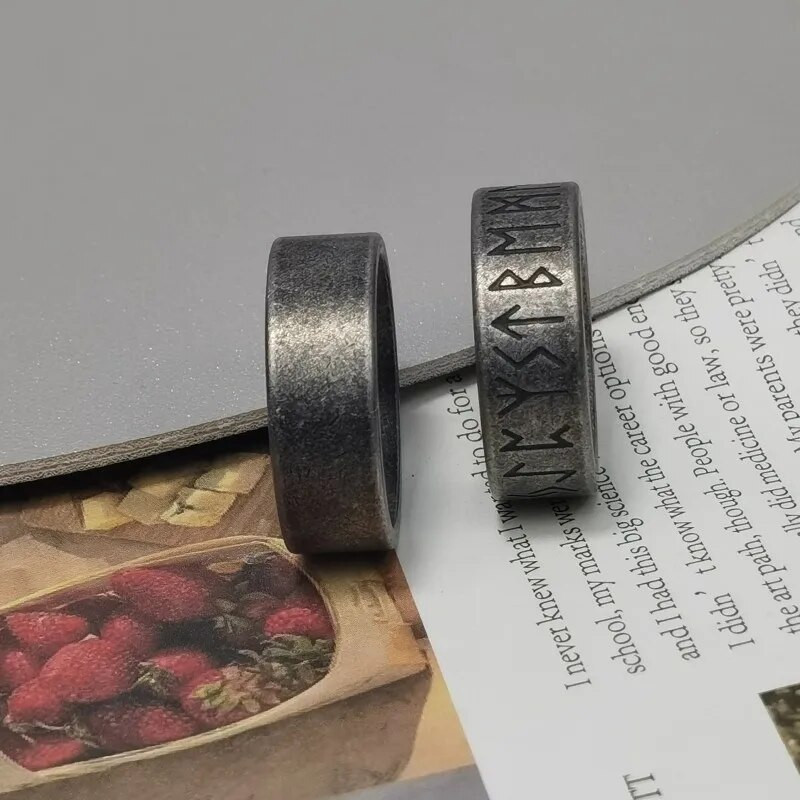 Νέο ρετρό πανκ δαχτυλίδι ρούνων Odin Viking για άντρες Γυναικεία Μόδα με απλά γράμματα Δαχτυλίδι Λέξεις Δαχτυλίδι Ανδρικά κοσμήματα Δώρο Ζευγαριού Χονδρική