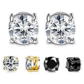 1PC Crystal Strong Magnetic Ear Stud Εύκολη χρήση Σκουλαρίκια με κλιπ για γυναίκες Ανδρικά σκουλαρίκια μαγνήτης πανκ στρογγυλά ζιργκόν Σκουλαρίκια που δεν τρυπούν