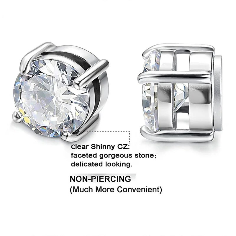 1PC Crystal Strong Magnetic Ear Stud Εύκολη χρήση Σκουλαρίκια με κλιπ για γυναίκες Ανδρικά σκουλαρίκια μαγνήτης πανκ στρογγυλά ζιργκόν Σκουλαρίκια που δεν τρυπούν