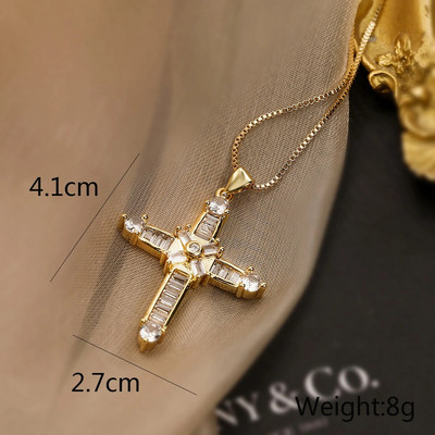 Modes sieviešu krusta kuloni Dropshipping zelta krāsā AAA CZ akmens krusta kulonu kaklarotas rotaslietas vīriešiem/sievietēm vairumtirdzniecība