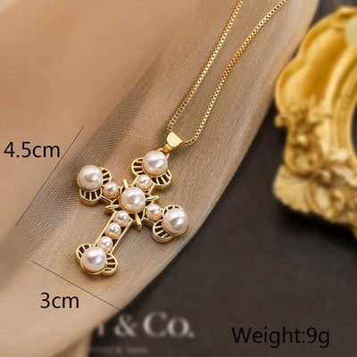 Modes sieviešu krusta kuloni Dropshipping zelta krāsā AAA CZ akmens krusta kulonu kaklarotas rotaslietas vīriešiem/sievietēm vairumtirdzniecība