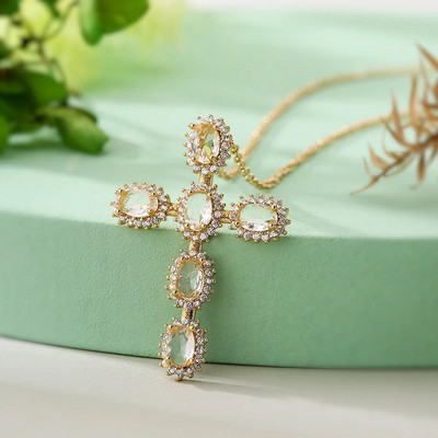 Modes sieviešu krusta kuloni Dropshipping zelta krāsā AAA CZ akmens krusta kulonu kaklarotas rotaslietas vīriešiem/sievietēm vairumtirdzniecība