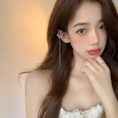 Angelo sparnai skysto metalo drugelio kutais ausų rankogaliai, neveriantys auskarai, 2023 m. madingi pankų dizaino moteriški papuošalai su ilga ausimi