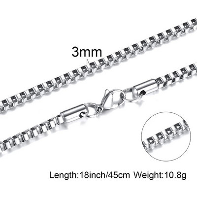 Box Chains Kaklarotas Delicate Square Links Nerūsējošā tērauda ķēdes 2mm 4,5mm Kaklarota vīriešiem Sievietēm no 18 līdz 24 collām