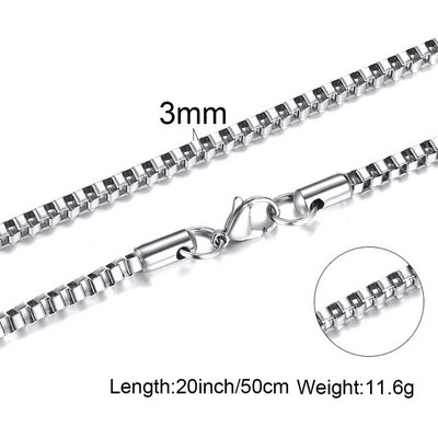 Box Chains Kaklarotas Delicate Square Links Nerūsējošā tērauda ķēdes 2mm 4,5mm Kaklarota vīriešiem Sievietēm no 18 līdz 24 collām