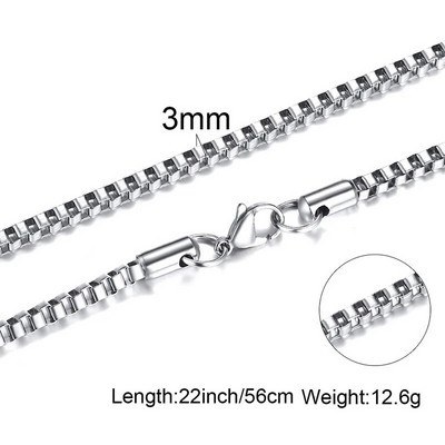 Box Chains Kaklarotas Delicate Square Links Nerūsējošā tērauda ķēdes 2mm 4,5mm Kaklarota vīriešiem Sievietēm no 18 līdz 24 collām