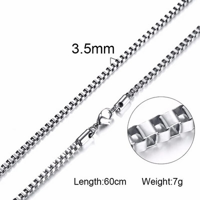 Box Chains Kaklarotas Delicate Square Links Nerūsējošā tērauda ķēdes 2mm 4,5mm Kaklarota vīriešiem Sievietēm no 18 līdz 24 collām