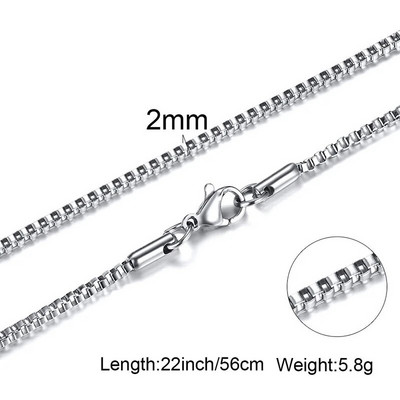 Box Chains Kaklarotas Delicate Square Links Nerūsējošā tērauda ķēdes 2mm 4,5mm Kaklarota vīriešiem Sievietēm no 18 līdz 24 collām