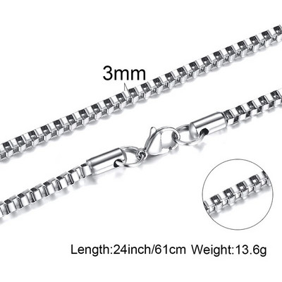 Box Chains Kaklarotas Delicate Square Links Nerūsējošā tērauda ķēdes 2mm 4,5mm Kaklarota vīriešiem Sievietēm no 18 līdz 24 collām