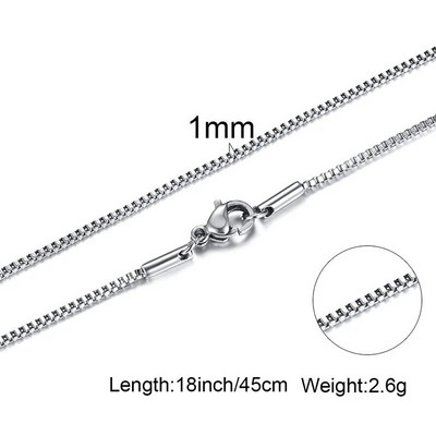 Box Chains Kaklarotas Delicate Square Links Nerūsējošā tērauda ķēdes 2mm 4,5mm Kaklarota vīriešiem Sievietēm no 18 līdz 24 collām