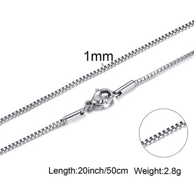 Box Chains Kaklarotas Delicate Square Links Nerūsējošā tērauda ķēdes 2mm 4,5mm Kaklarota vīriešiem Sievietēm no 18 līdz 24 collām