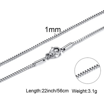 Box Chains Kaklarotas Delicate Square Links Nerūsējošā tērauda ķēdes 2mm 4,5mm Kaklarota vīriešiem Sievietēm no 18 līdz 24 collām