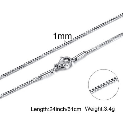 Box Chains Kaklarotas Delicate Square Links Nerūsējošā tērauda ķēdes 2mm 4,5mm Kaklarota vīriešiem Sievietēm no 18 līdz 24 collām
