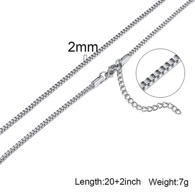 Box Chains Kaklarotas Delicate Square Links Nerūsējošā tērauda ķēdes 2mm 4,5mm Kaklarota vīriešiem Sievietēm no 18 līdz 24 collām