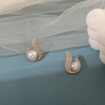 Νέα μόδα γυναικεία κρυστάλλινα ασυνήθιστα σκουλαρίκια χρυσό χρώμα φλόγα μαργαριτάρι καρφωτά σκουλαρίκια κορεατικού στυλ Κοσμήματα boucle d\'oreilles