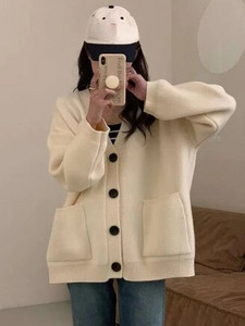 Női kardigán, tömör, nagy zsebű, laza, hétköznapi, hosszú kardigánkabát, meleg őszi és téli új, túlméretes női kardigánok 2023-ban