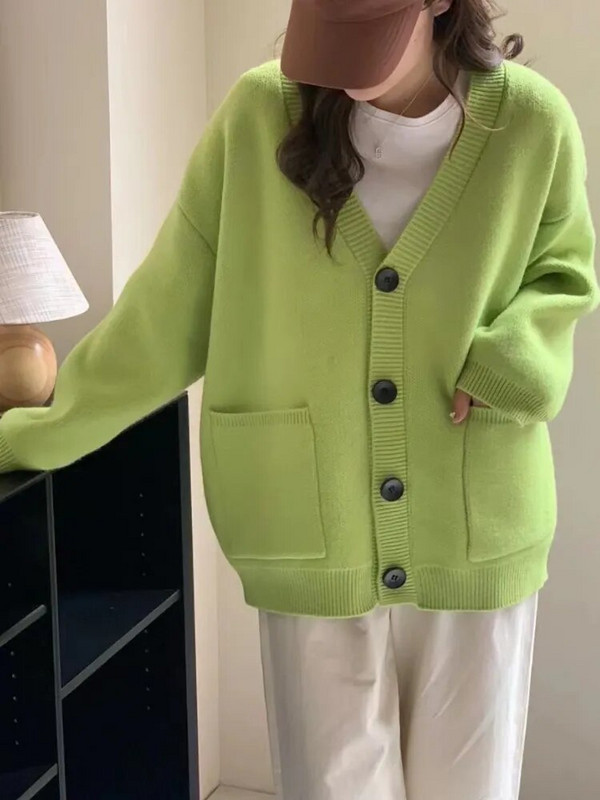 Női kardigán, tömör, nagy zsebű, laza, hétköznapi, hosszú kardigánkabát, meleg őszi és téli új, túlméretes női kardigánok 2023-ban
