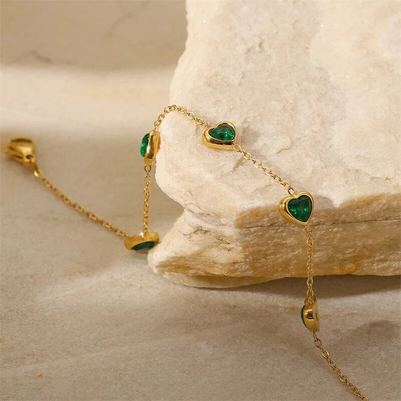 Youthway Green Sirds formas kubiskā cirkonija rokassprādze ar nerūsējošā tērauda pārklājumu minimālisma rokassprādze Bijoux Femme jubilejas dāvana