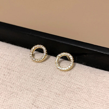 Λεπτά σκουλαρίκια με καρφιά μικρού κύκλου για γυναίκες χρυσό χρώμα Κρυστάλλινο μινιμαλιστικό πάρτι Καλοκαιρινής μόδας Αξεσουάρ κοσμημάτων
