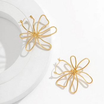 Μεταλλικά σκουλαρίκια με κρίκοι λουλουδιών Ευρωπαϊκό αμερικανικό στυλ Προσωπικότητα μόδας Μεγάλα σκουλαρίκια Ταξιδιωτικά κοσμήματα μόδας γάμου Αξεσουάρ