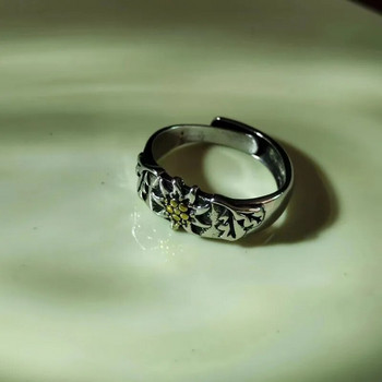 Χέρι σκάλισμα Edelweiss Ρυθμιζόμενα δαχτυλίδια για άνδρες Γυναίκες βετεράνοι Επετειακό δαχτυλίδι Επετειακό κοσμήματα Αξεσουάρ Δώρα Χονδρική