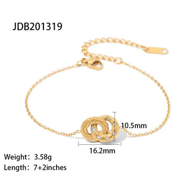 „Youthway“ išskirtinė dvigubo apskritimo nerūdijančio plieno pakabinama apyrankė moterims Aukso spalvos metalo vandeniui atsparūs papuošalai браслеты женские