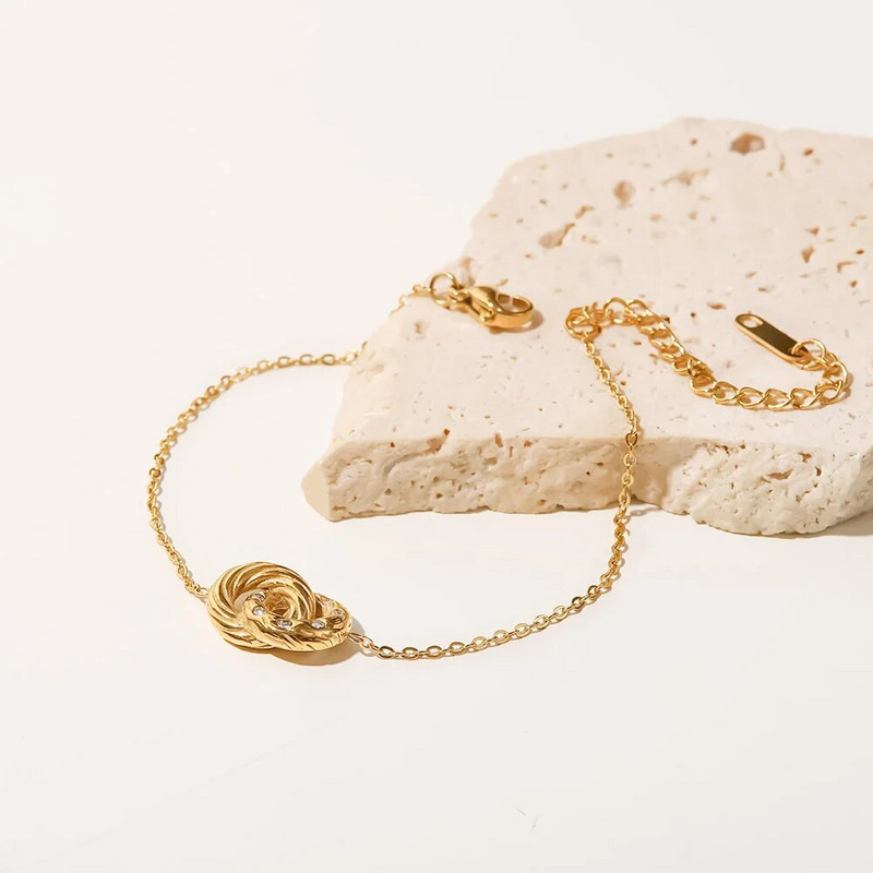 „Youthway“ išskirtinė dvigubo apskritimo nerūdijančio plieno pakabinama apyrankė moterims Aukso spalvos metalo vandeniui atsparūs papuošalai браслеты женские