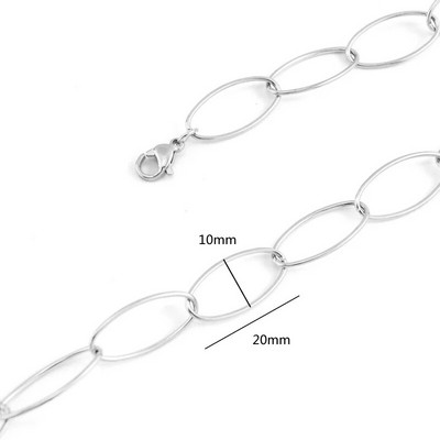 Gredzena izmērs 10x20mm ovāls unikāls O posma ķēdes nerūsējošā tērauda kaklarota sievietēm sudraba/zelta krāsā Sieviešu rotaslietas apkakles