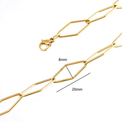 Gredzena izmērs 10x20mm ovāls unikāls O posma ķēdes nerūsējošā tērauda kaklarota sievietēm sudraba/zelta krāsā Sieviešu rotaslietas apkakles