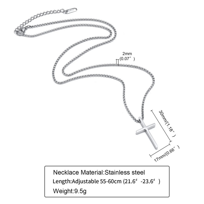 Vnox vīriešu krusta kaklarotas, nerūsējošā tērauda slāņains vienkāršs krusta kulons, virvju kastes ķēdes kaklarota, vienkārša lūgšanu Jēzus apkakle