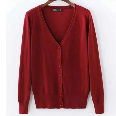 6XL Liela izmēra sieviešu trikotāžas jaciņa mētelis 17 vienkrāsains ziemas gadījuma V veida kakla izgriezums ar garām piedurknēm, tamborēts, trikotāžas džemperis, sieviešu augšdaļa