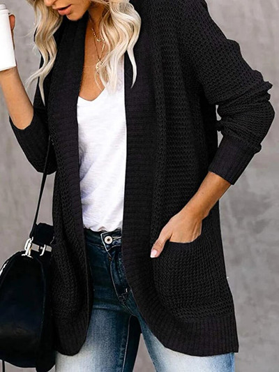 Fitshinling 2023 sügistalvine naiste kampsun kootud mantli taskud õhukesed soliidsed vintage kardiganid jakid naiste kudumid rõivad