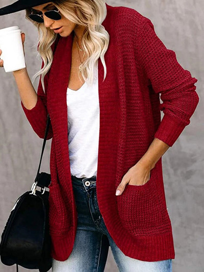 Fitshinling 2023 sügistalvine naiste kampsun kootud mantli taskud õhukesed soliidsed vintage kardiganid jakid naiste kudumid rõivad