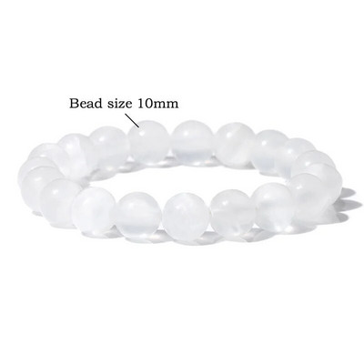 100% dabīga ģipša selenīta rokassprādze 6/8/10 mm apaļa balta smalka AAA akmens krelles rokassprādze Minerāls kaķu acu jogas līdzsvara rotaslietas