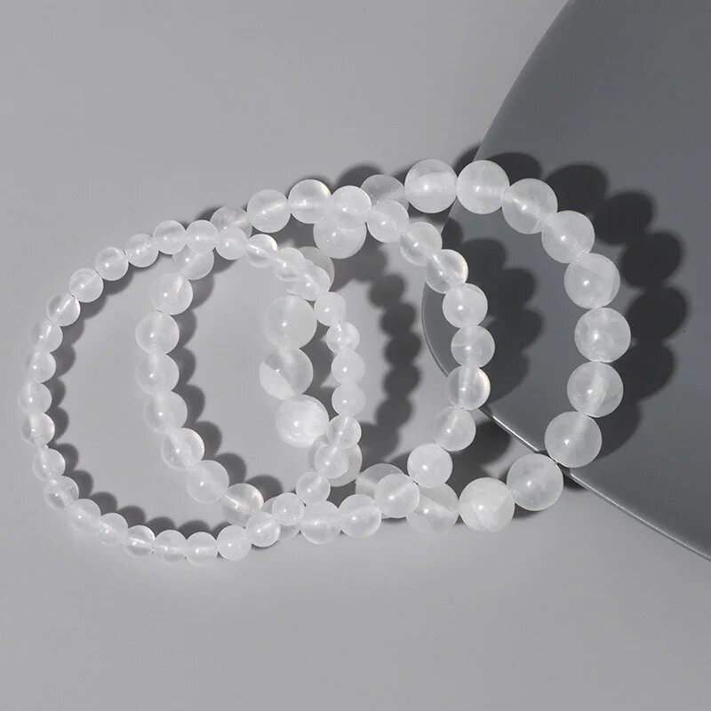 100% dabīga ģipša selenīta rokassprādze 6/8/10 mm apaļa balta smalka AAA akmens krelles rokassprādze Minerāls kaķu acu jogas līdzsvara rotaslietas