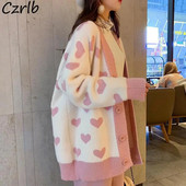 Ζακέτα Γυναικεία Preppy Sweet Γλυκό Kawaii Casual Patchwork Χαλαρό απλό κοριτσίστικο τρυφερό streetwear Топ Женский Κομψό παντός τύπου