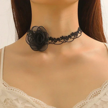 Goth Black Lace Flower To The Neck Chains Lace Choker Κολιέ για Γυναικεία Μόδα Κοσμήματα Λαιμού Δώρο Κολιέ με ένα λουλούδι