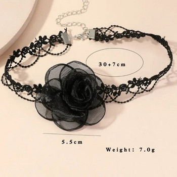 Goth Black Lace Flower To The Neck Chains Lace Choker Κολιέ για Γυναικεία Μόδα Κοσμήματα Λαιμού Δώρο Κολιέ με ένα λουλούδι