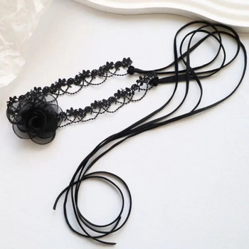 Goth Black Lace Flower To The Neck Chains Lace Choker Κολιέ για Γυναικεία Μόδα Κοσμήματα Λαιμού Δώρο Κολιέ με ένα λουλούδι