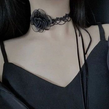 Goth Black Lace Flower To The Neck Chains Lace Choker Κολιέ για Γυναικεία Μόδα Κοσμήματα Λαιμού Δώρο Κολιέ με ένα λουλούδι
