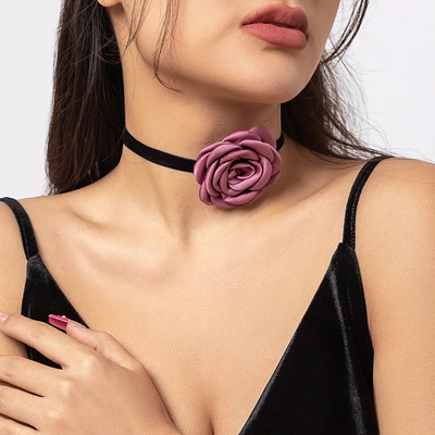 Goth Black Mežģīņu Zieds Līdz Kakla Ķēdes Mežģīņu Kaklarota Sieviešu Modes Kakla rotaslietas Ballīte Dāvanu Kaklarota Ar Ziedu