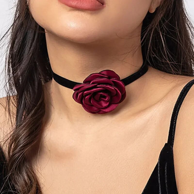 Goth Black Mežģīņu Zieds Līdz Kakla Ķēdes Mežģīņu Kaklarota Sieviešu Modes Kakla rotaslietas Ballīte Dāvanu Kaklarota Ar Ziedu